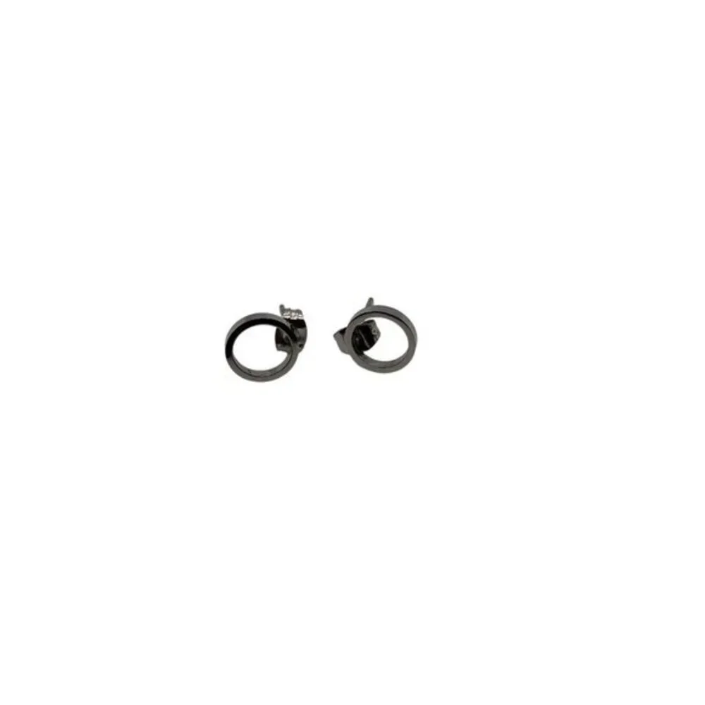 Simple‎ Hollow Circle CZ Paving Stud Earrings For Women In Silver Alloy
